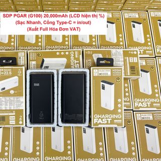 SDP PGAR (G100) 20,000mAh (LCD hiện thị %) (Sạc Nhanh, Cổng Type-C = in/out) (Xuất Full Hóa Đơn VAT)