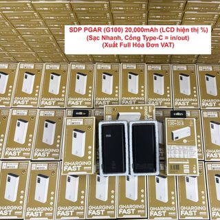 SDP PGAR (G100) 20,000mAh (LCD hiện thị %) (Sạc Nhanh, Cổng Type-C = in/out) (Xuất Full Hóa Đơn VAT)