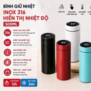 BÌNH GIỮ NHIỆT INOX 500ML HIỂN THỊ NHIỆT ĐỘ (T50)