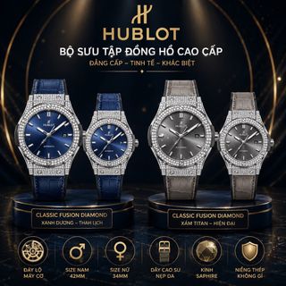 ĐỒNG HỒ COUPLE CAO CẤP HUPOT AUTOMATIC VIỀN HỘT DÂY CAO SU BỌC DA