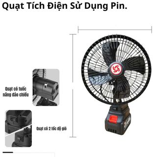 QUẠT TÍCH ĐIỆN XOAY 8 inch LỒNG SẮT CÁNH NHỰA