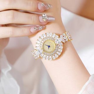 SET ĐỒNG HỒ NỮ CHÍNH HÃNG FUNMEI F0022 GOLD ĐÍNH ĐÁ CZ KÈM DÂY CHUYỀN FULLBOX TEM