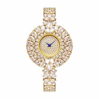 SET ĐỒNG HỒ NỮ CHÍNH HÃNG FUNMEI F0022 GOLD ĐÍNH ĐÁ CZ KÈM DÂY CHUYỀN FULLBOX TEM