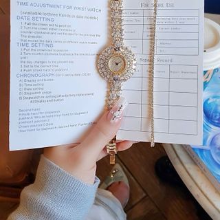 SET ĐỒNG HỒ NỮ CHÍNH HÃNG FUNMEI F0022 GOLD ĐÍNH ĐÁ CZ KÈM DÂY CHUYỀN FULLBOX TEM