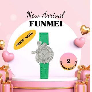 SET ĐỒNG HỒ NỮ CHÍNH HÃNG FUNMEI F1400 DÂY DA MẶT NƠ ĐÍNH ĐÁ CZ FULLBOX TEM HÃNG