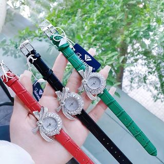 SET ĐỒNG HỒ NỮ CHÍNH HÃNG FUNMEI F1400 DÂY DA MẶT NƠ ĐÍNH ĐÁ CZ FULLBOX TEM HÃNG