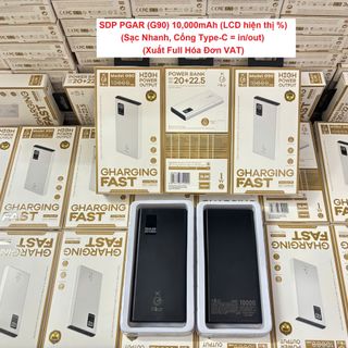 SDP PGAR (G90) 10,000mAh (LCD hiện thị %) (Sạc Nhanh, Cổng Type-C = in/out) (Xuất Full Hóa Đơn VAT)