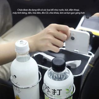 (BÁN SỈ) Khay Để Đồ Ô Tô 4in1 Gắn Tay Tì Ghế Lái Mix Logo Các Loại– Giá Đỡ Cốc & Phụ Kiện Tiện Dụng Khaihuyauto