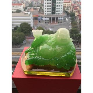 (BÁN SỈ) Tượng Ông Di Lặc Ngọc Đặt Taplo Ô Tô , Bàn Làm Việc Mang Lại May Mắn Cho Chủ Nhân - Vật Phong Thuỷ Trên Ô Tô khaihuyauto