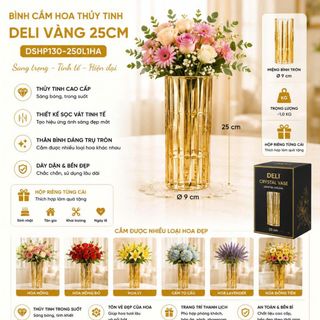 BÌNH CẮM HOA THUỶ TINH VÀNG 25cm DSHP130-250L1HA (T12)