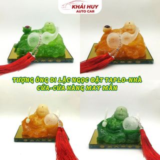 (BÁN SỈ) Tượng Ông Di Lặc Ngọc Đặt Taplo Ô Tô , Bàn Làm Việc Mang Lại May Mắn Cho Chủ Nhân - Vật Phong Thuỷ Trên Ô Tô khaihuyauto