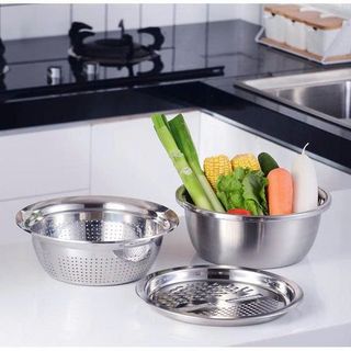 BỘ RỔ NẠO INOX 3 CHI TIẾT ĐA NĂNG TIỆN LỢI (T100)