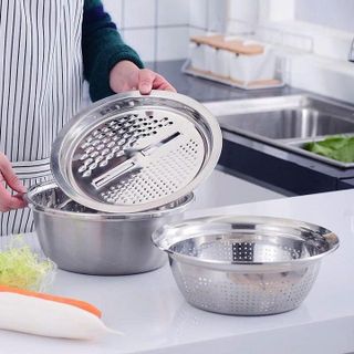 BỘ RỔ NẠO INOX 3 CHI TIẾT ĐA NĂNG TIỆN LỢI (T100)