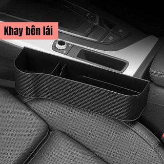 (BÁN SỈ) Khay Đựng Đồ Đa Năng Gắn Khe Ghế Ngồi Xe Hơi Tiện Dụng - Chất Liệu Nhựa ABS Vân Carbon - Khải Huy Auto Car