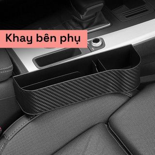 (BÁN SỈ) Khay Đựng Đồ Đa Năng Gắn Khe Ghế Ngồi Xe Hơi Tiện Dụng - Chất Liệu Nhựa ABS Vân Carbon - Khải Huy Auto Car