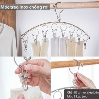 Móc Treo Đồ Inox 10 Kẹp Chống Rơi, Kẹp Siêu Bền, Tiết Kiệm Diện Tích