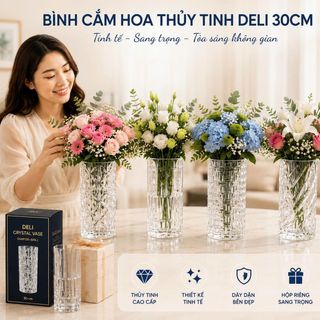 BÌNH CẮM HOA THUỶ TINH 30cm DELI DSHP130-300L1 (T6)