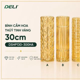 BÌNH CẮM HOA THUỶ TINH VÀNG 30cm DSHP130-300HA (T6)
