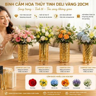 BÌNH CẮM HOA THUỶ TINH VÀNG 20cm DSHP130-200L1 (T24)