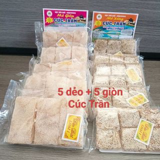 Combo 5 gói kẹo mè xửng dẻo + 5 gói mè xửng giòn Cúc Trần, dẻo dai, giòn giòn, đặc sản Huế