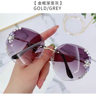 Kính Râm Nữ Không Viền Đính Pha Lê Sang Chảnh TT64