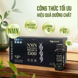 Nước uống NMN COLLAGEN PREMIUM 1500 Hàn Quốc hộp 10 lọ - Bổ sung NMN & Collagen cho da săn chắc & tinh thần minh mẫn - ChaámocTuBenTrong