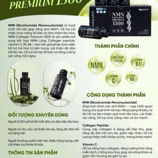Nước uống NMN COLLAGEN PREMIUM 1500 Hàn Quốc hộp 10 lọ - Bổ sung NMN & Collagen cho da săn chắc & tinh thần minh mẫn - ChaámocTuBenTrong