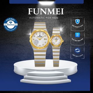 ĐỒNG HỒ COUPLE CHÍNH HÃNG FUNMEI FIV DÂY THÉP VÀNG VÀ DEMI FULLBOX