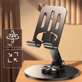 Giá đỡ điện thoại xoay 360 độ bằng kim loại gấp gọn đa năng cho điện thoại và máy tính bảng cao cấp