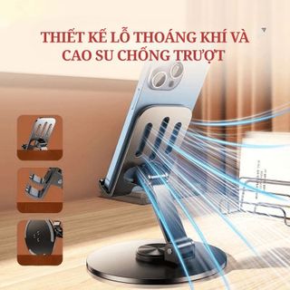 Giá đỡ điện thoại xoay 360 độ bằng kim loại gấp gọn đa năng cho điện thoại và máy tính bảng cao cấp