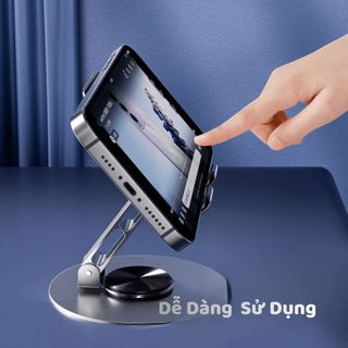 Giá đỡ điện thoại xoay 360 độ bằng kim loại gấp gọn đa năng cho điện thoại và máy tính bảng cao cấp
