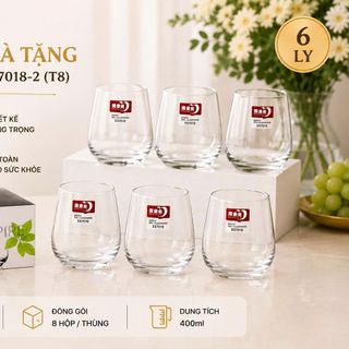 BỘ 6 LY THUỶ TINH QUÀ TẶNG AURORA 400ml DELI 7018-2 (T8)