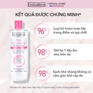 Nước tẩy trang thiên nhiên thuần chay Evoluderm dành cho da khô và nhạy cảm 250ml