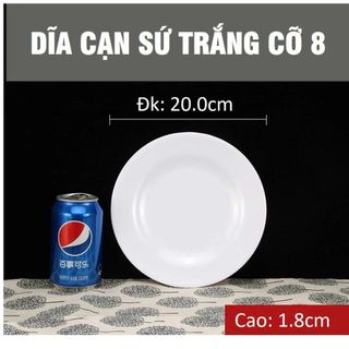ĐĨA SỨ CẠN TRẮNG TRƠN SIZE 8 - 20CM (T60)