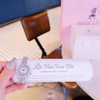 ĐỒNG HỒ NỮ CHÍNH HÃNG BRIDE TALKK OVAN LÁ CHÉO ĐÍNH ĐÁ FULLBOX HÃNG