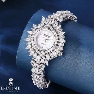 ĐỒNG HỒ NỮ CHÍNH HÃNG BRIDE TALKK OVAN LÁ CHÉO ĐÍNH ĐÁ FULLBOX HÃNG