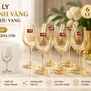 BỘ 6 LY THUỶ TINH VÀNG UỐNG RƯỢU VANG 465ml DELI EJ5202HA (T8)