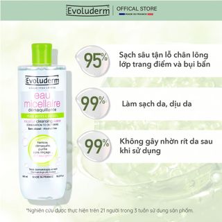 Nước tẩy trang thiên nhiên thuần chay Evoluderm dành cho da dầu mụn hỗn hợp 250ml (HSD 06/2027)