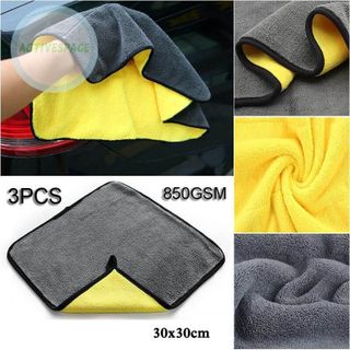 Khăn dày, khăn lau ô tô, xe hơi, lau kính lau tay màu vàng, 2 lớp Microfiber mềm mịn, siêu thấm cao cấp