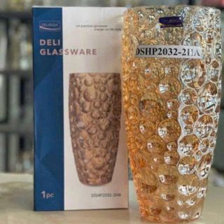 BÌNH CẮM HOA THUỶ TINH VÀNG CHẤM BI 30cm DELI DSHP2032-2 (T6)