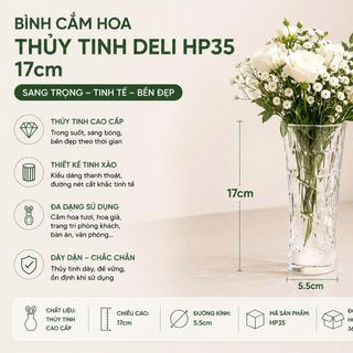 BÌNH CẮM HOA THUỶ TINH 17cm DELI HP35 (T36)