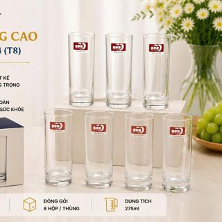 BỘ 6 LY THỦY TINH ỐNG CAO 275ml DELI 60164 (T8)