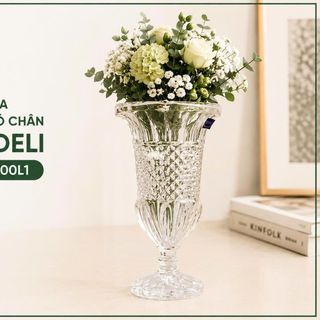 BÌNH CẮM HOA THUỶ TINH CÓ CHÂN 30cm DELI DSHP132-300L1 (T6)