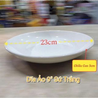 ĐĨA SỨ ẢO TRẮNG TRƠN SIZE 9 - 23CM (T40)