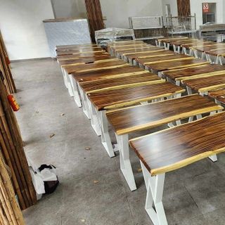 Mặt Bàn Dài Cafe Gỗ Me Tây Nguyên Tấm Tự Nhiên KOHAFU - Dài 1.2m