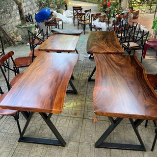 Mặt Bàn Dài Cafe Gỗ Me Tây Nguyên Tấm Tự Nhiên KOHAFU - Dài 1.2m