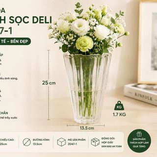 BÌNH CẮM HOA THUỶ TINH SỌC DELI 25CM 2047-1 (T12)