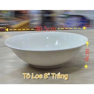 TÔ SỨ LOE TRẮNG TRƠN SIZE 8 - 20CM (T50)