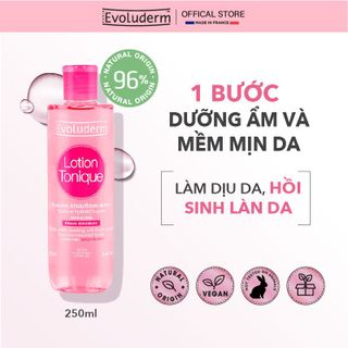 Nước hoa hồng thiên nhiên thuần chay Evoluderm dành cho da khô và nhạy cảm 250ml