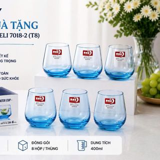 BỘ 6 LY THUỶ TINH QUÀ TẶNG AURORA 400ml XANH DELI 7018-2 (T8)